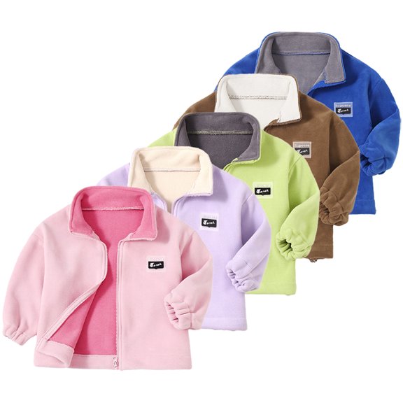 KYAIGUO Baby Jacket Thick Warming Double-Sided Padded Outerwear Coat 2-12y Premium Full-Zip Polar Fleece Jacket