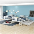 thumbnail image 3 of Tensun Full Over Full Wood Bunk Bed: Trundle, Solid Pinewood Bedframe with Safety Guardrails and Ladders - Convertible for Boys, Girls, Adults Bedroom - No Box Spring Needed, Grey, 3 of 5