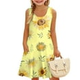 thumbnail image 3 of LTTVQM Beach Dresses for Girls 3-4 Summer Floral Sleeveless Sundress Loose Fit Round Neck Tank Dresses Holiday Midi Dresses with Pockets Light Yellow 3-4, 3 of 7