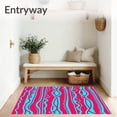 thumbnail image 3 of ODIKA 4'x6' Machine Washable Non-Slip Area Rug, Festival Canopy Stripe with Coral and Ocean Interlocking Waves High Traffic Rug with Pad, Pink, 618754, 3 of 8
