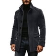 thumbnail image 2 of Ecqkame Men's Lapel Single Breasted Coats Long Sleeve Pocket Solid Color Coat Daily Casual Business Outerwear Gray XXL, 2 of 5