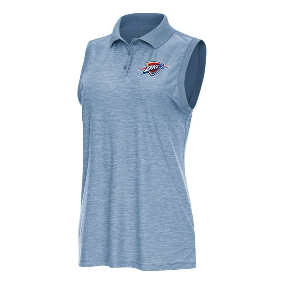 Women's Antigua Heather Light Blue Oklahoma City Thunder Recap Sleeveless Polo