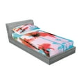 thumbnail image 2 of Ambesonne Tropical Fitted Sheet & Pillow Sham Set, Palm Tree Silhouettes, Twinxl, Dark Coral Turquoise, 2 of 2