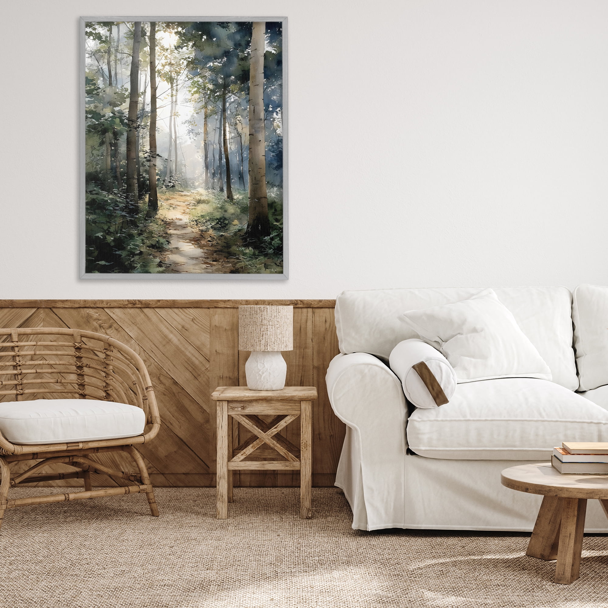 Stupell Industries Forest Path in Morning Gray Framed Giclee Art, design by Franklyn Gregory