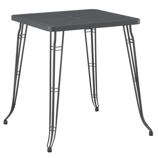 Pemberly Row Contemporary Steel Metal Pub Table in Gray Steel