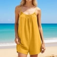 thumbnail image 6 of MuXiKeJi Clothes Linen Rompers for Women Casual Sleeveless Halter Short Overalls Spaghetti Strap Shorts Jumpsuit with Pockets, 6 of 6