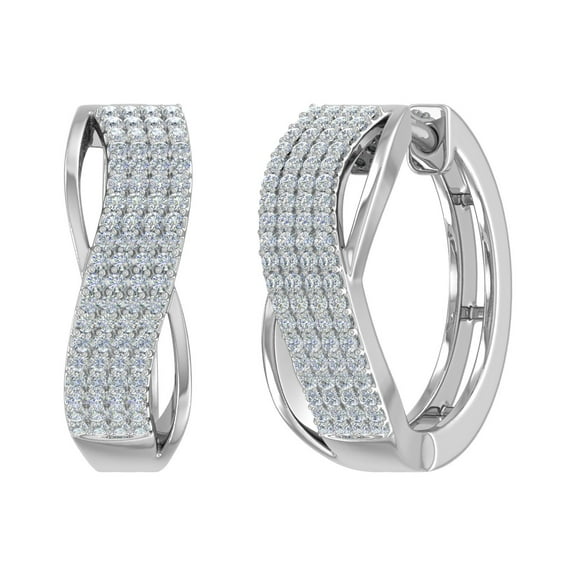 1/2 Carat Diamond Hoop Earrings in 14K White Gold (SI1-SI2 Clarity)