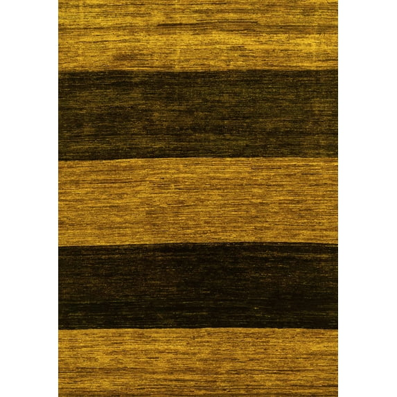 Ahgly Company Indoor Rectangle Abstract Yellow Modern Area Rugs, 3' x 5'