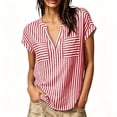thumbnail image 3 of VBVC Women's Striped V Neck Tops , Summer Casual Loose Blouses For Women,Ladies' Dolman Sleeve Tunic Shirts with Pockets,Hot Pink,S-2XL, 3 of 10