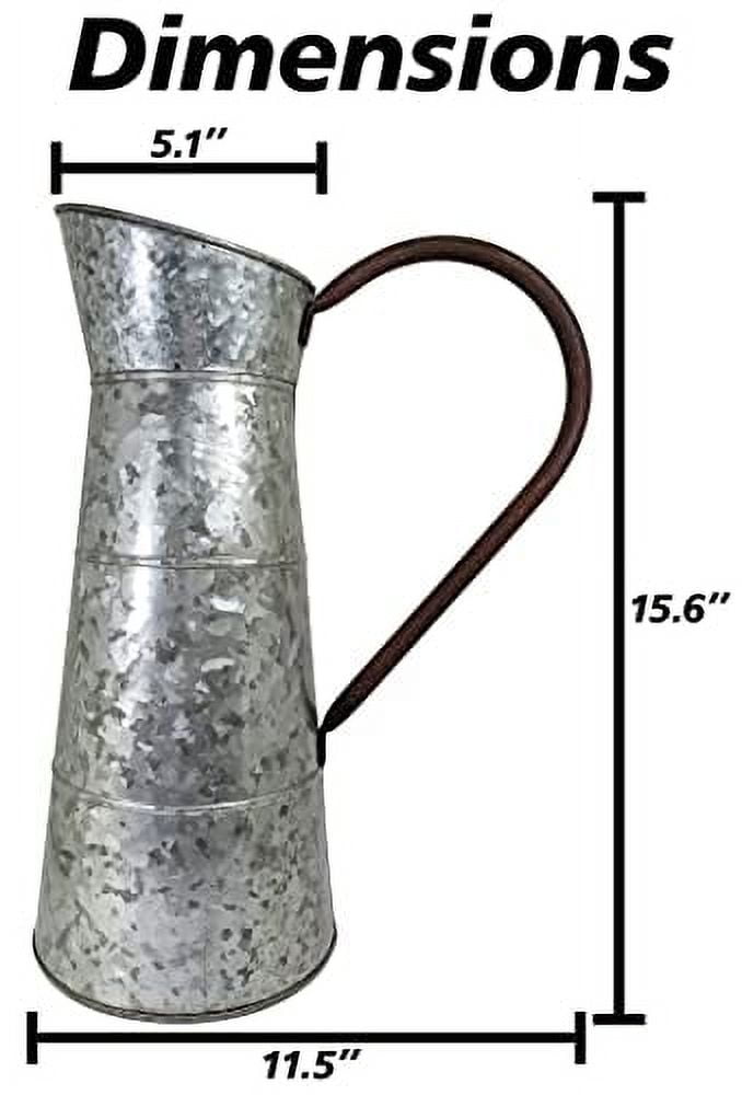 Galvanized Metal Pitcher- 15.6" Tall