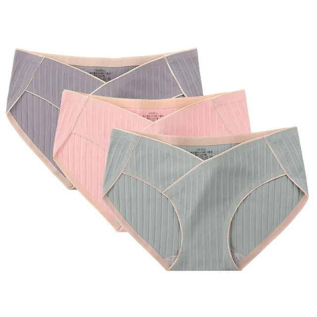 Posijego Culottes de Maternité pour Femmes, Lot de 3, Culottes en Coton à Taille Basse, Confortables, Douces, pour Dames