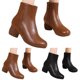 thumbnail image 4 of NECHOLOGY Botas Mujer Zapatos Botines de mujer Botas de tobillo para mujer Nuevo patrón Color sólido Simple y de moda Aislamiento engrosado Otoño e invierno Cremallera Punta redonda Cómodo (Brown 7), 4 of 7