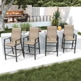 thumbnail image 6 of HOYOA Patio Bar Stools Chair of 4, Outdoor Bar Height Set, All Weather High Back and Armrest Rocking Stools & Bar Chairs for Backyard, Lawn Garden, Balcony and Pool (Brwon), 6 of 7