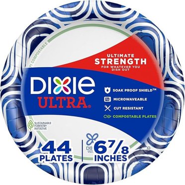 Dixie Ultra, Small Paper Plates, 6 7/8" Inch, 44 Count,Disposable Plates