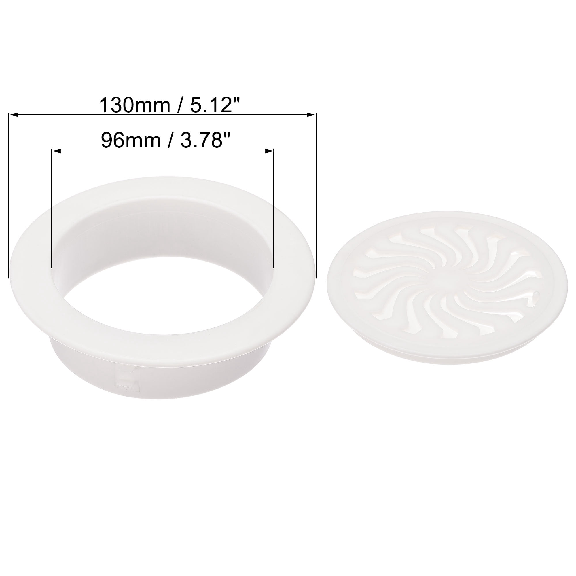 Uxcell 5.12" x 1.46" Round Vent Cover Adjustable Air Vent Cover ABS Plastic White 4pcs