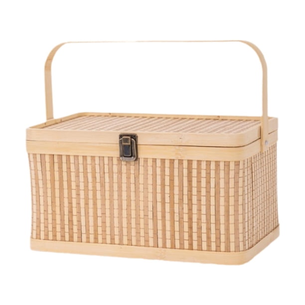 Caja decorativa de ratán, cesta tejida de bambú, caja de Sushi, contenedor Rectangular para huevos, cesta de flores, cesta de embalaje de regalo para