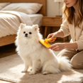 thumbnail image 2 of SelfâCleaning Slicker Pet Grooming Brush Ergonomic Handle Deshedding Tool For Dogs Cats Removes Loose Mats Tangles(Yellow-12.3x17.2cm), 2 of 4