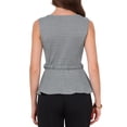 thumbnail image 3 of INSPIRE CHIC Peplum Tops for Women's Sleeveless Boat Neck Belt Houndstooth Plaid Work Tank Top XS Black, 3 of 6