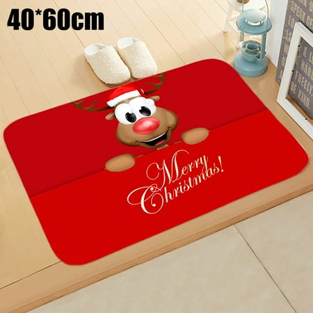 

YCCOTO Christmas Xmas 3D Printed Floor Mats Cartoon Kitchen Non-Slip Hallway Door Home Decor