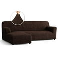 thumbnail image 2 of PAULATO BY GA.I.CO. Sectional Couch Cover - Chaise L-Shape Sofa Slipcover - Washable Corner Couch Covers - 1-Piece Form Fit Stretch Cover - Microfibra Collection - Dark Brown (Left-Facing Chaise), 2 of 4