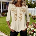 thumbnail image 6 of Short Sleeve Tops for Women Casual Round Neck Down 3/4 Lenght Summer Womens Tshirts Beige XXL, 6 of 9