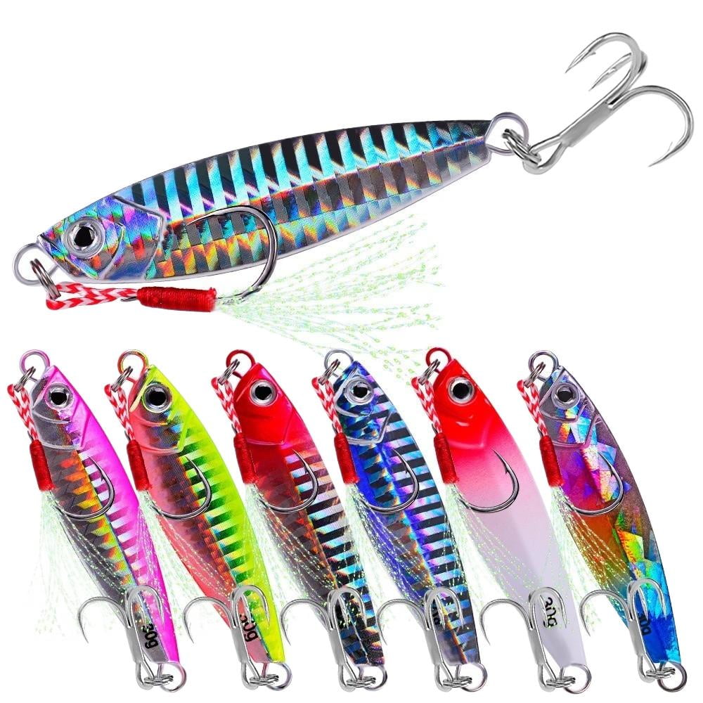 2PC Fishing Jig Bait 7g/10g/15g/20g/30g Metal Laser Jig Casting Spoon Fishing Lure