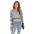 thumbnail image 6 of Aosijia Casual Long Sleeve Striped T-Shirts for Women Plus Size Tunic Loose Pullover Shirts Tops V Neck Ladies Spring Fall Winter Thin Basic Tee Tops Gray XL, 6 of 8