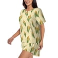 thumbnail image 2 of Bixox Women's Yellow Corn Printed Pajama Set 2 Piece Lounge Set Top and Shorts Soft Pajamas, Shorts with Pockets, 2 of 7