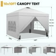 thumbnail image 2 of Outdoor Basic 10x10 Pop up Canopy Tent with One Push Setup and Sidewalls,Instant Shade Gazebos with Weighted Sandbags,White, 2 of 9