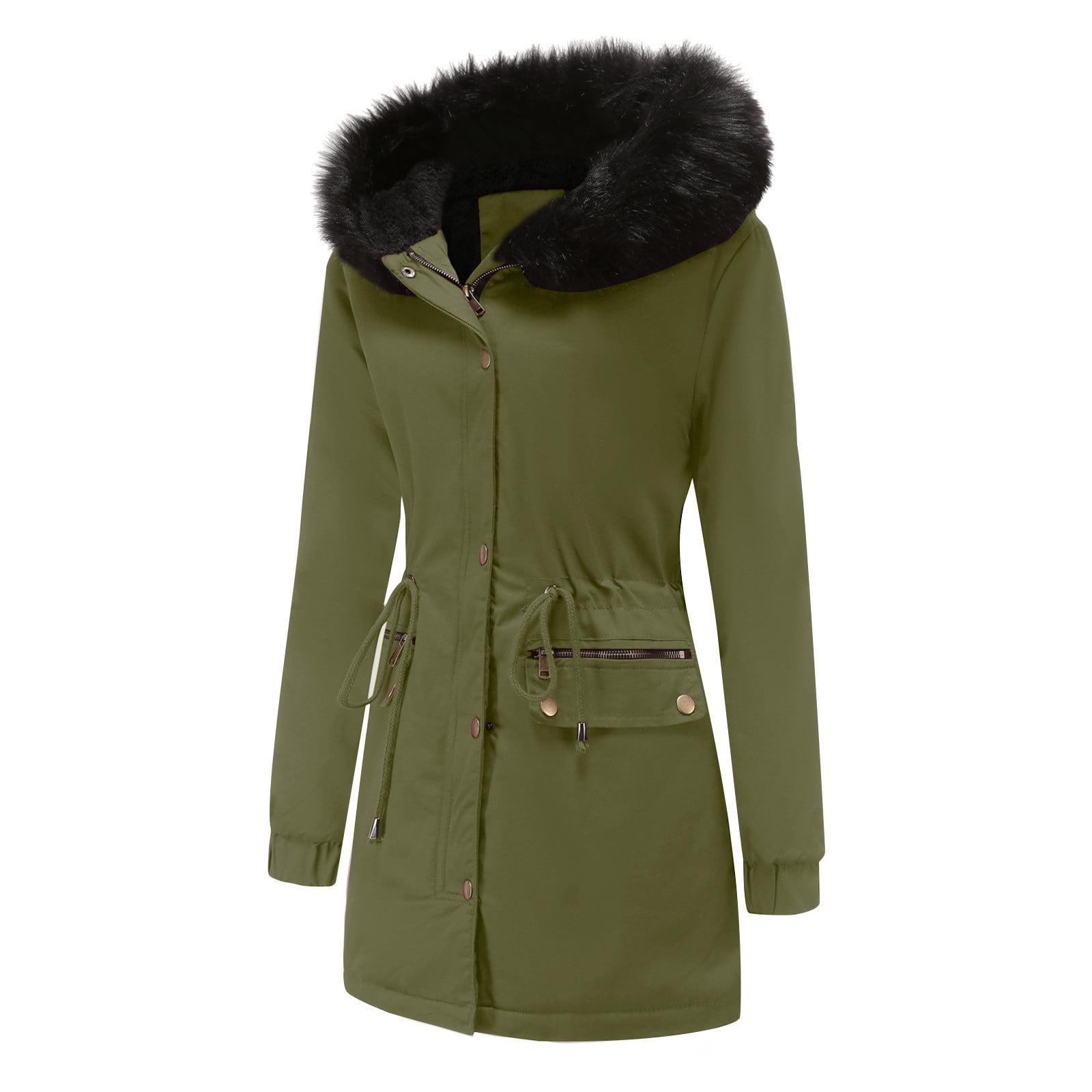 BVOFAR Women's Winter Warm Heavy Coat Plus Size Thicken Parka Jackets with Faux Fur Hood Casual Zip up Outerwear Coats with Pockets