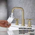 thumbnail image 5 of Adorer Brushed Gold 8 Inches Bathroom Faucet, 2 Handles Widespread Bathroom Sink Faucet 3 Hole  with Pop-Up Drain Assembly - 33163BG, 5 of 6