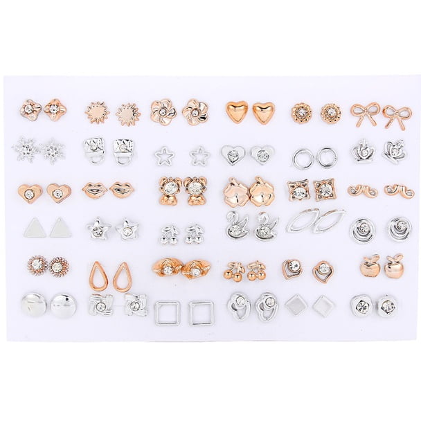18/36 Par Pendientes elegantes aretes mujer con juego cristal Imitación Perla Colorido