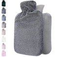 thumbnail image 1 of Botella de agua caliente con funda esponjosa, funda suave de piel sintética de primera calidad, bolsa de agua caliente para noches acogedoras, alivio del dolor, gran regalo, 1 of 5