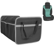 FH Group 12.5 in x 19.5 in Double-Sided Gray Trunk Organizer with Air Freshener