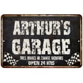 thumbnail image 1 of ARTHUR'S Garage Black Grunge Sign 8 x 12 High Gloss Metal 208120005247, 1 of 1