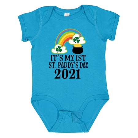 

Inktastic 2021 1st St Patricks Day Cute Childs Gift Baby Boy or Baby Girl Bodysuit