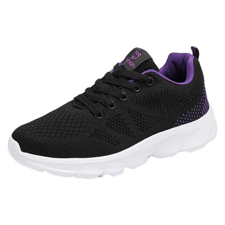 Fauean Womens Sneakers Fashionable Simple Flat Bottom Comfortable Lace up Casual Shoes Purple Size 38