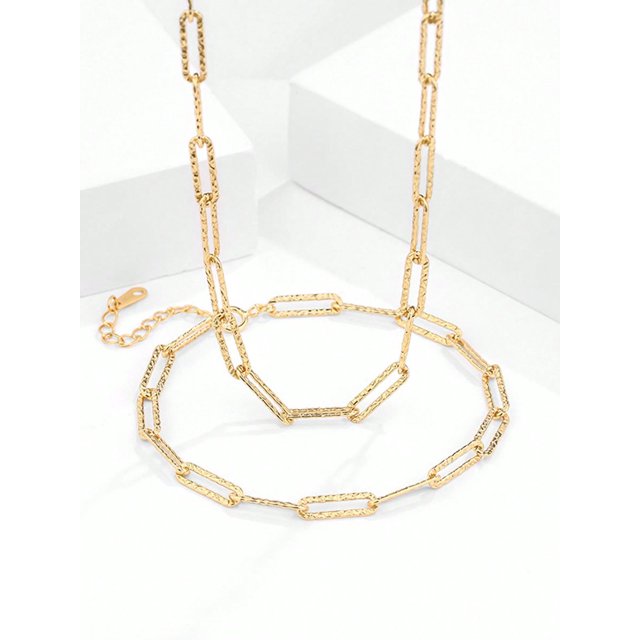 1 Set Fashionable Simple 925 Sterling Silver Safety Pin Shaped Necklace & Bracelet, Suitable For Women's Daily Wear
