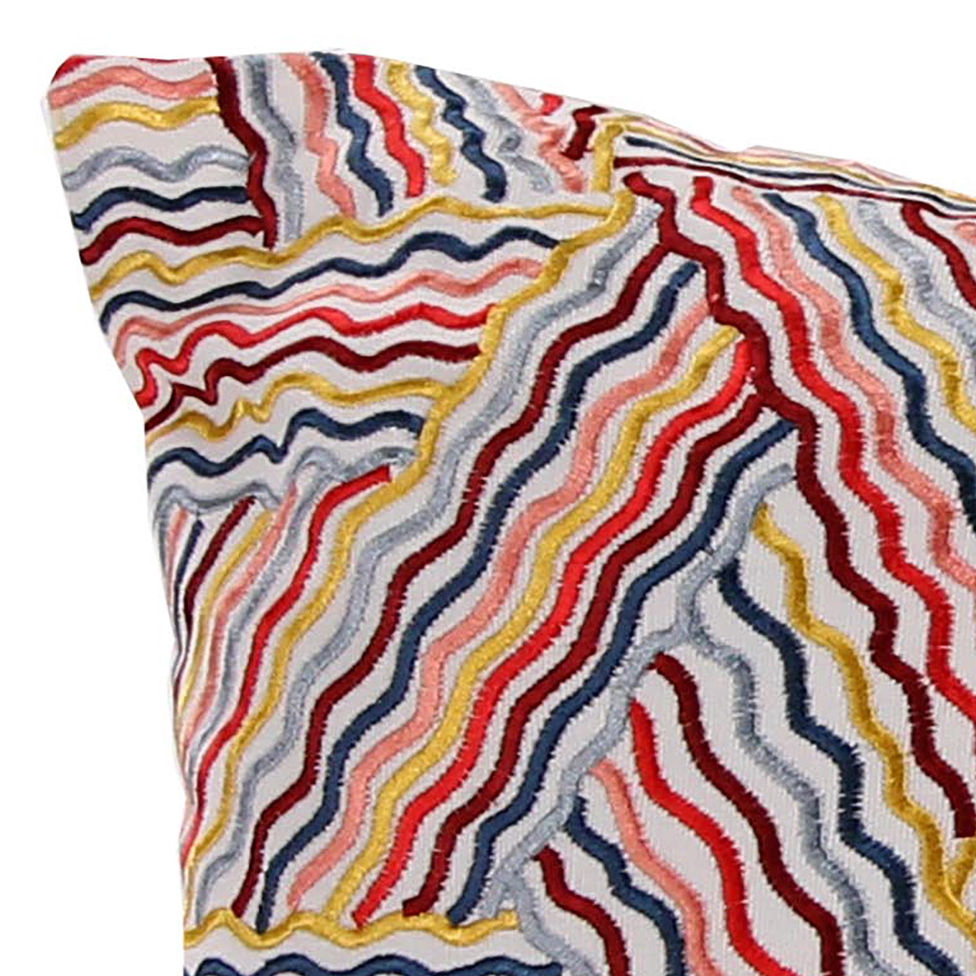 Jordan Manufacturing 18" x 18" Multicolor Wavy Stripe Square Reversible Decorative Throw Pillow with Embroidery Accent