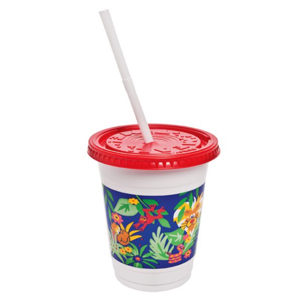 Solo Plastic Kids Cups with Lids/Straws, 12oz., Jungle Print, Sold as 250 cups, 250 lids and