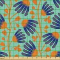 thumbnail image 2 of Ambesonne Floral Fabric by the Yard Upholstery, Echinacea Flowers Heart Leaf, 5 Yards, Dark Orange and Seafoam, 2 of 5