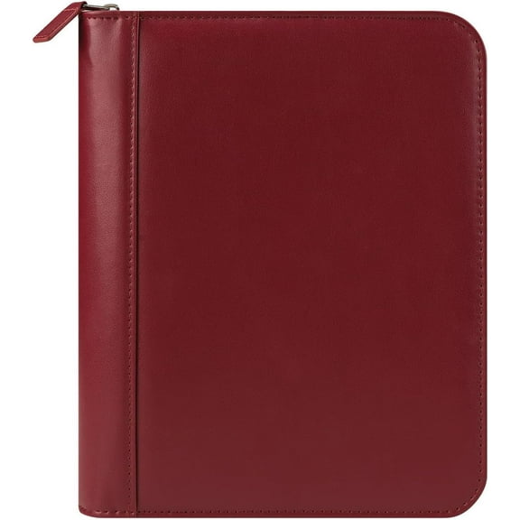 FranklinCovey - FC Signature Binder - Leather - Zipper Binder for Planners (Classic, Red)