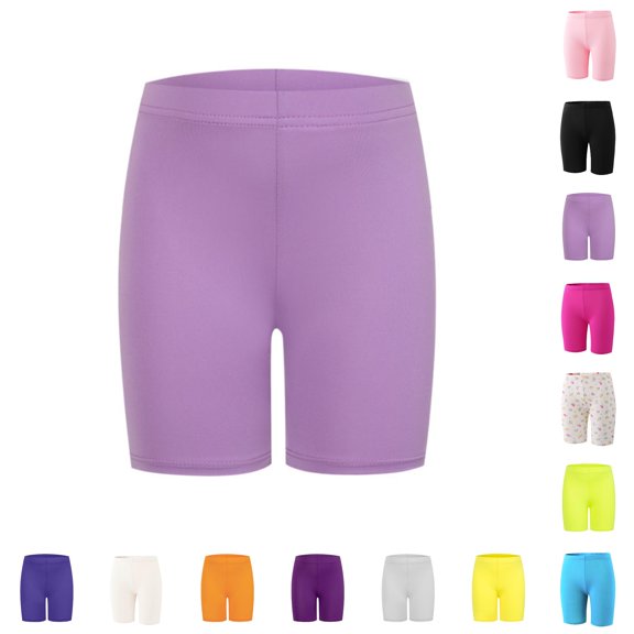 Toddler Girls Biker Shorts Athletic Wear for Gym Yoga Biker Cartwheel Shorts Light Purple Kids Under Dress Dance Safety Shorts 6-7 Years