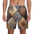 thumbnail image 2 of Goofa Rustic Tile Pattern Printed Men's Swim Trunks Board Shorts Quick Dry Mens Swimming Trunks with Compression Liner,Breathable Fit Hawaii Beach Shorts-Small, 2 of 9