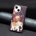 thumbnail image 2 of iPhone 12 Mini Case Cute Embossed Pattern Premium Leather Wallet Cover Flip Stand Credit Card Slots Pocket Holder Magnetic Closure Folio Case for iPhone 12 Mini, Flower Elephant, 2 of 8