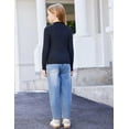 thumbnail image 4 of Oudiya Girls Lettuce Trim Mock Neck Long Sleeve Shirts Slim Fit Base Layer Ribbed Knit Tops Tees, 5-12Y, 4 of 6