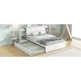 thumbnail image 3 of White Full Bed with Twin XL Trundle, wooden platform, headboard storage, fits all, no box spring needed., 3 of 5