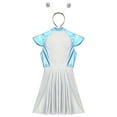 thumbnail image 6 of Aislor Women Robot Alien Cosplay Costume Metallic Outer Space Man Outfit A-line Dress with Headwear Blue 4XL, 6 of 7
