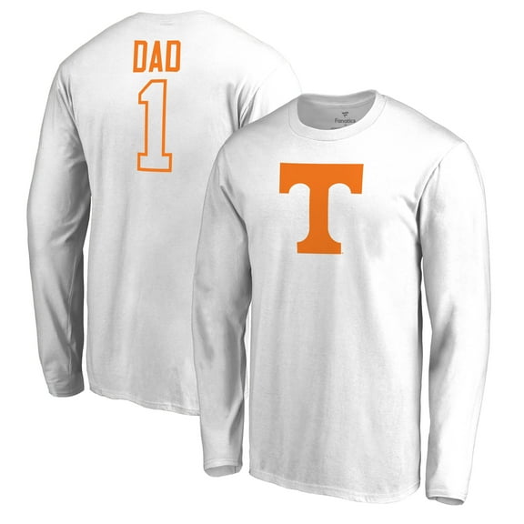 Men's White Tennessee Volunteers #1 Dad Long Sleeve T-Shirt