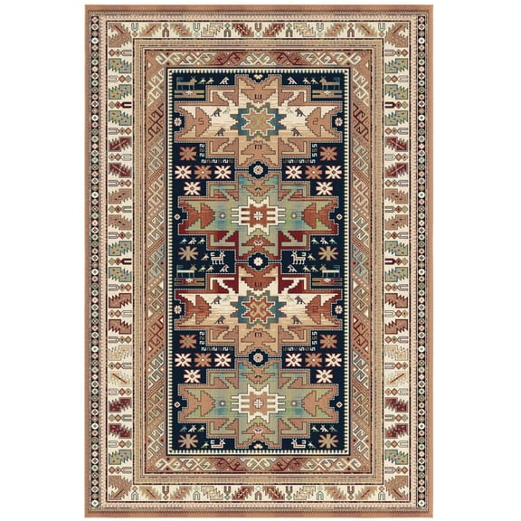 Sonoma Gypsy Rust Black Ivory Aqua Viscose Area Rug